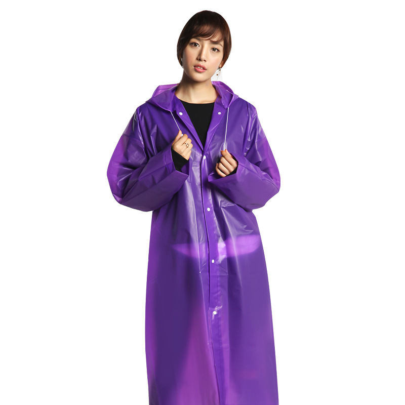 熊潘黛 雨衣男女士成人雨衣非一次性雨衣长款带帽户外旅游登山便携式雨披 优雅紫-1件