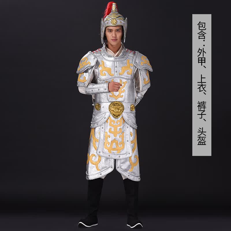 雅格罗伊盔甲古装将军古代铠甲吕布盔甲舞台装真人可穿cos扮演银色盔