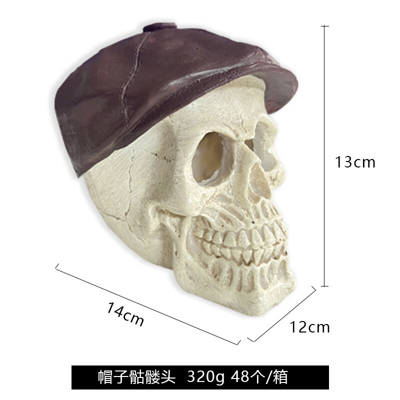 水族鱼缸摆件骷髅头树脂摆件真骷髅头 骷髅头带帽