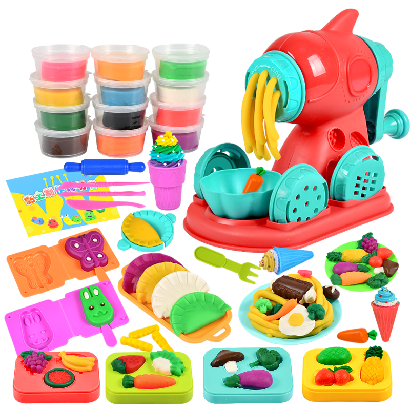 LiLi 力利 3D面条机彩泥套装礼盒儿童橡皮泥玩具模具幼儿超轻粘土38件套 12色彩泥LC68-7 六一儿童节