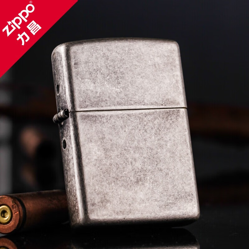 zippo芝宝zippo煤油打火机仿古银白板121fb送男友礼物
