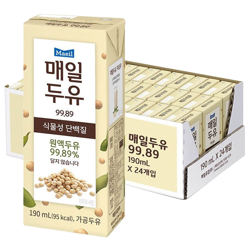每日（Maeil） 豆奶植物奶營養(yǎng)早餐奶整箱韓國進口飲料190ml*24盒 效期5月31日