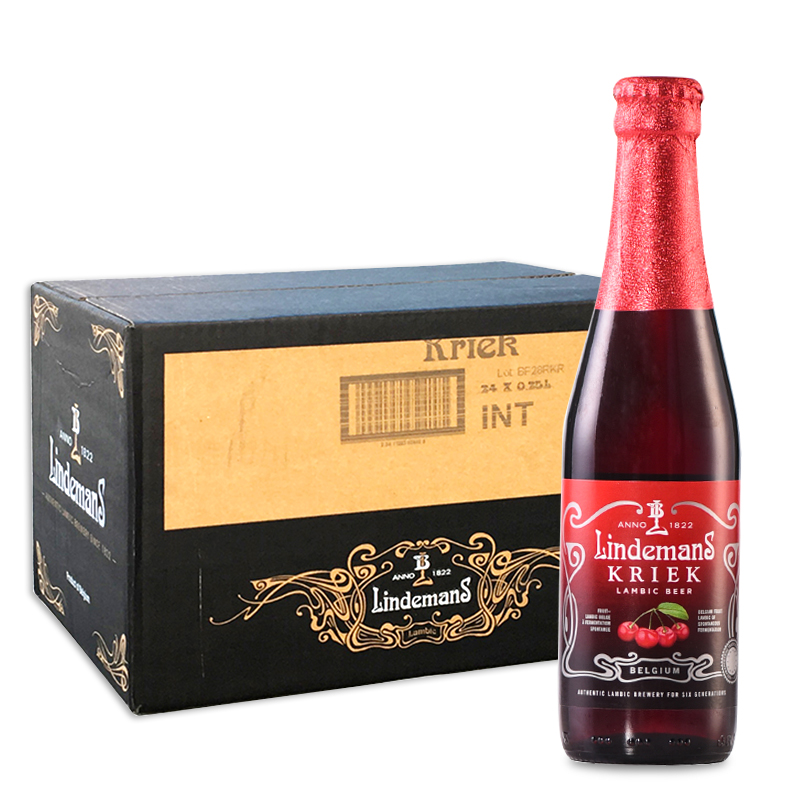 林德曼/Lindemans 比利时原瓶进口 果味啤酒 女士酒精酿 250ml瓶装 樱桃啤酒24支整箱