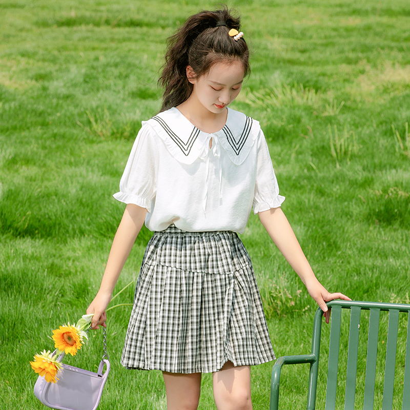 裙子少女夏季中学生学院风大童两件套潮女孩子女学生女同学少女品牌 2