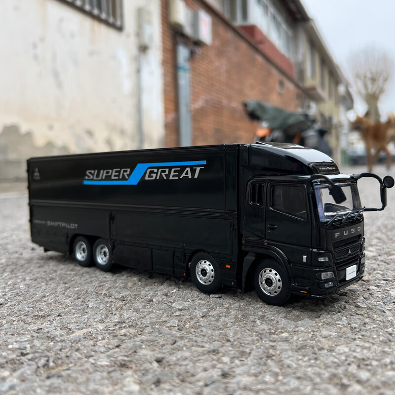 三菱厢式卡车货柜车 fuso supergreat 仿真收藏 三菱翼展车 黑色 顺丰