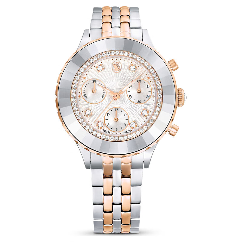 施华洛世奇(swarovski)女士手表新款 octea chrono 水晶镶钻轻奢时尚