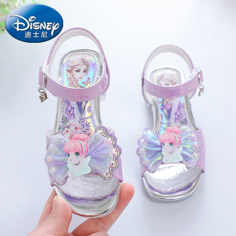迪士尼(disney)女童高跟凉鞋夏季新款小女孩公主鞋中大童表演鞋蝴蝶结