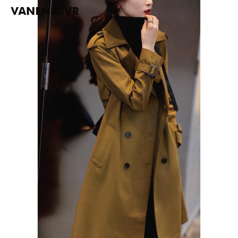 梵恩萨(vanenksvr)轻奢品牌中长款系带风衣秋冬新款女装 洒脱随性人气