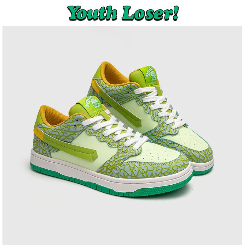 哈密瓜汉堡鞋男女潮鞋皮小众设计感滑板运动鞋子 哈密瓜绿_潮流新风格