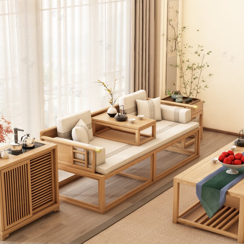 实木罗汉床三件套新中式禅意床榻沙发床组合客厅 罗汉床 精品坐垫