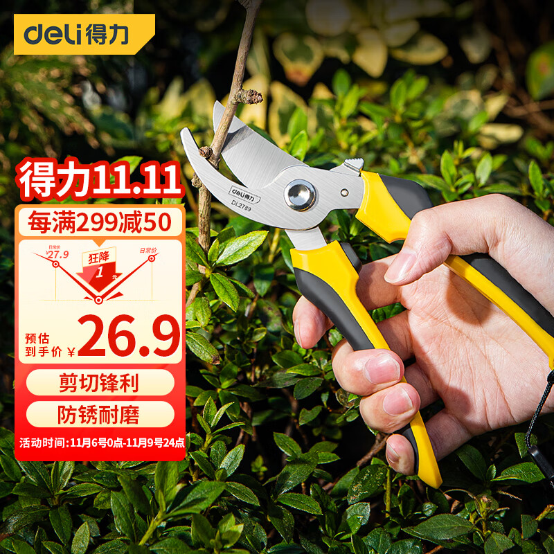 得力（deli）园艺剪刀果枝剪园林剪树枝钳家用修枝剪刀8英寸 DL2789怎么看?
