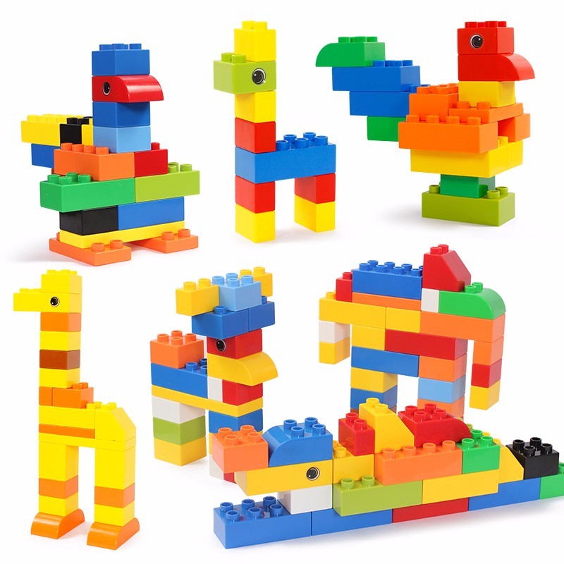 欧培 儿童玩具宝宝拼搭积木abs材质婴幼早教启蒙 动物积木大颗100粒