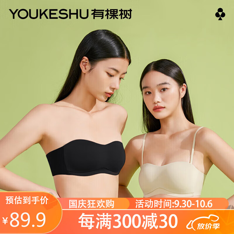 有棵树女士内衣无肩带薄款文胸小胸聚拢防滑裹胸隐形抹胸 黑色 M高性价比高么？