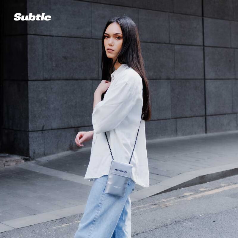 包挂脖单肩包斜挎包零钱包小众设计简约小挎包 asbestos grey石棉灰