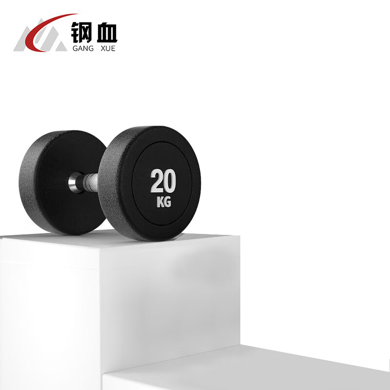 钢血 固定哑铃男士健身房专用商用包胶哑铃套装健身器材 20公斤单只