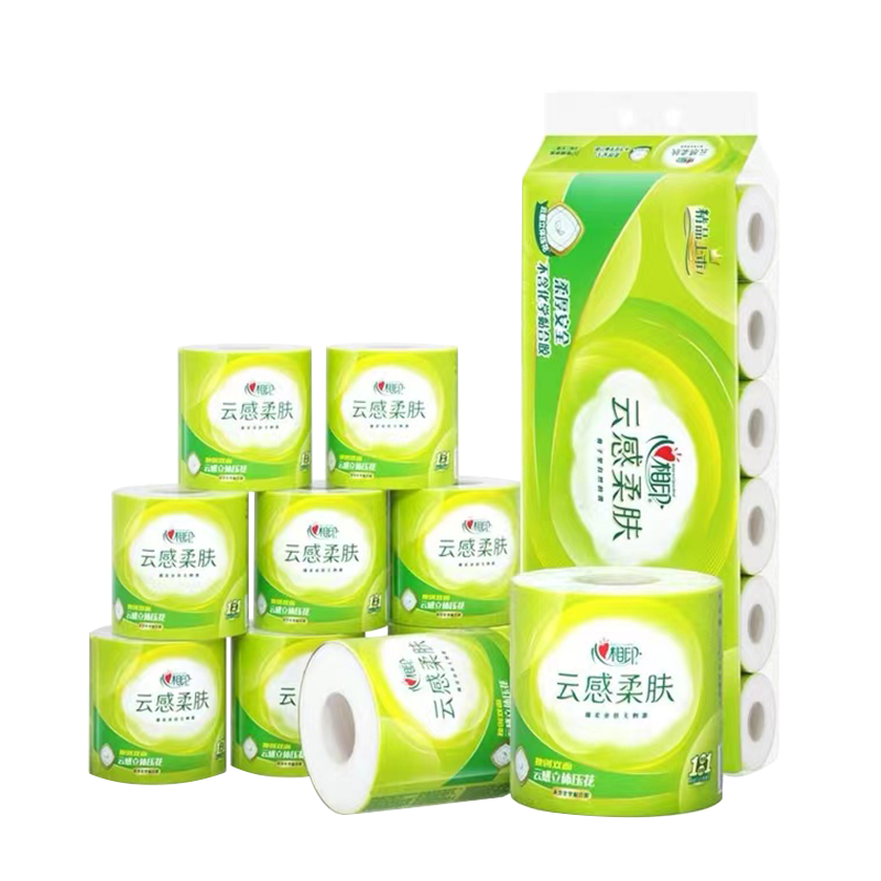 心相印卷纸纸巾卫生纸家用厕纸 云感系列150克四层立体压花卷筒纸 4层 150g/卷*10卷