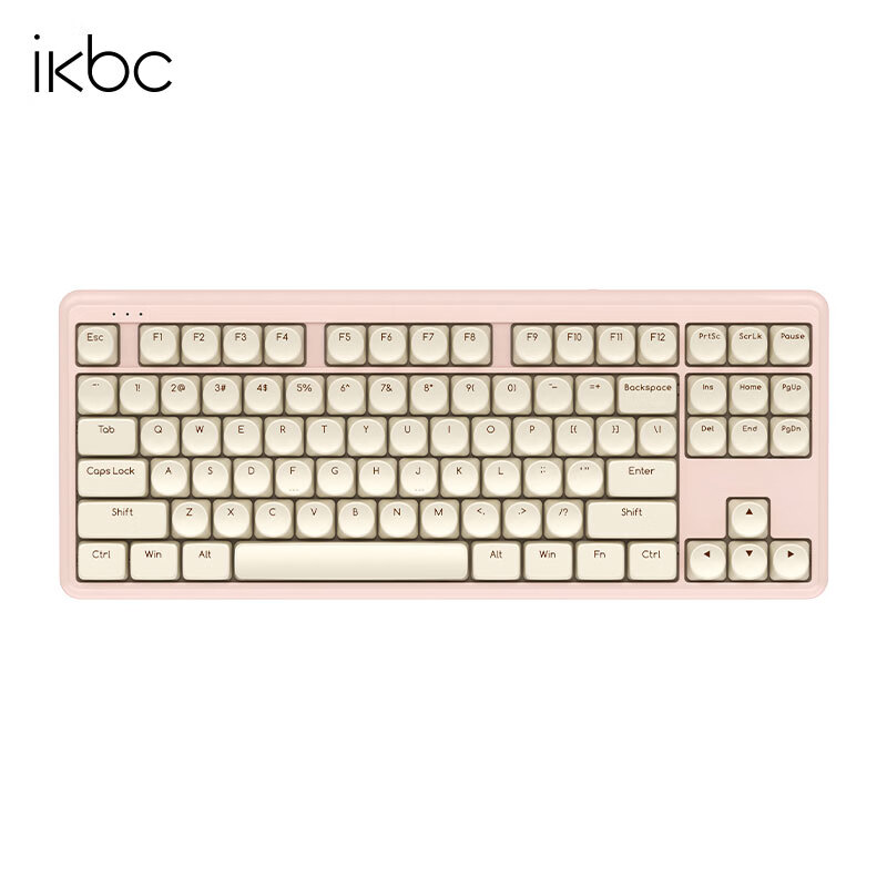 ikbc S300蓝牙无线键盘机械键盘笔记本键盘87键粉色办公超薄pad键盘 S300 粉咖 红轴