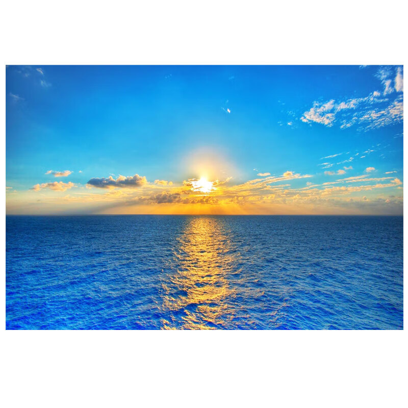 海景画客厅沙发背景墙画海上日出蓝色大海装 靠山画 高40x宽60厘迷