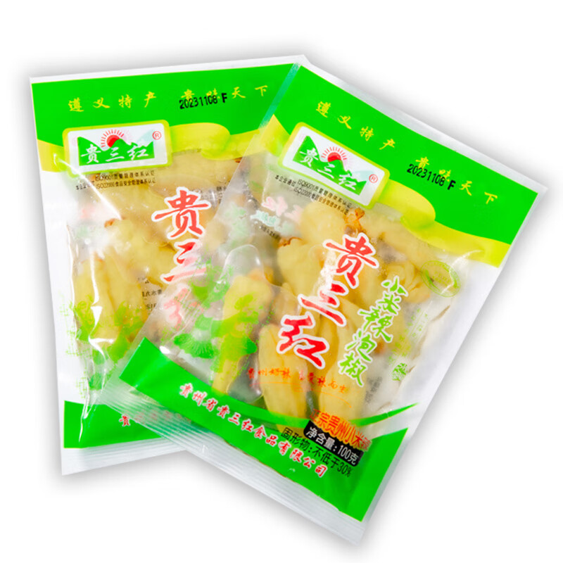 贵三红贵州野山椒泡椒小米辣袋装贵三红泡椒凤爪调料小袋家庭装火锅蘸料 青小米辣100克*5袋