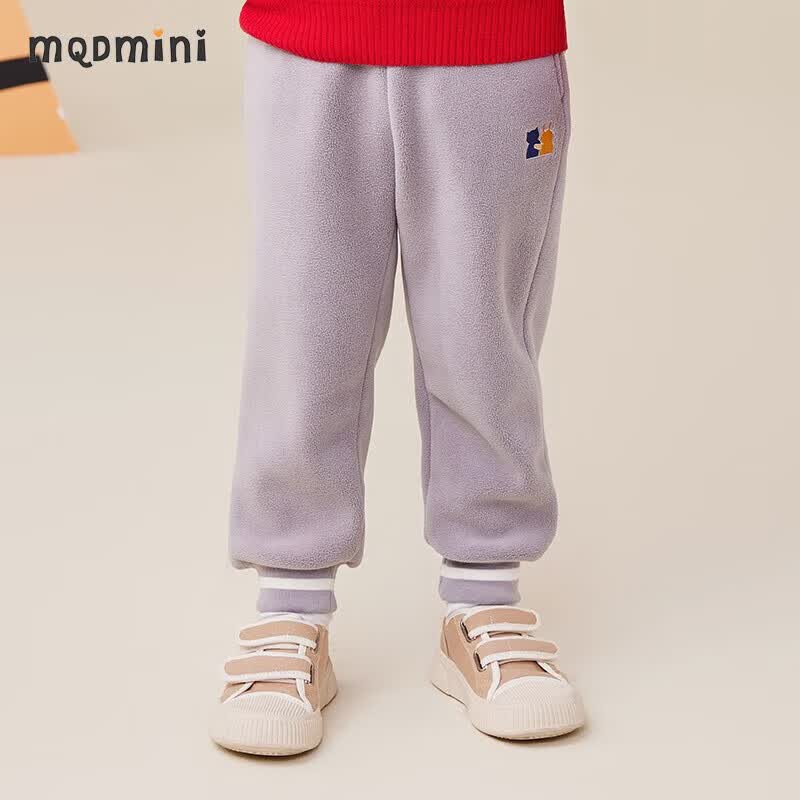 MQDMINI童装儿童裤子男童冬季长裤宝宝加绒保暖休闲百搭裤中小童外出衣服 小马绒裤浅灰 100高性价比高么？