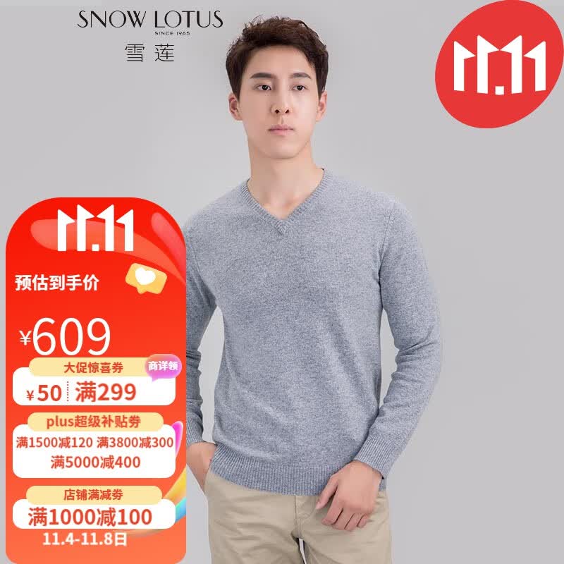 【抗静电】雪莲秋冬新款山羊绒V领男套头羊绒衫 Q601 XXL(115)属于什么档次？