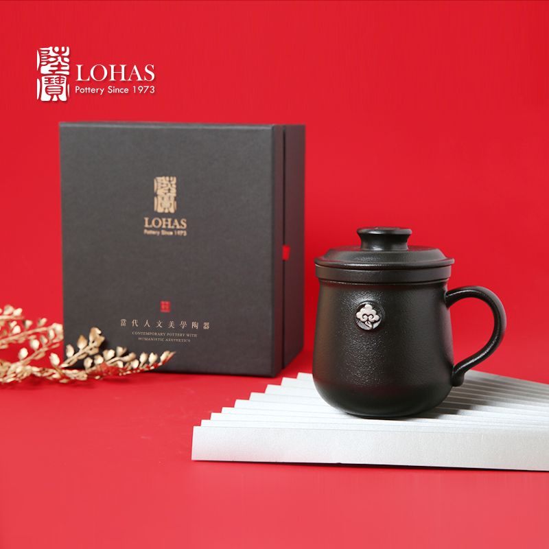 陆宝泡茶杯带过滤马克杯子水杯铂金办公杯可定制礼盒装 云中锦书盖杯