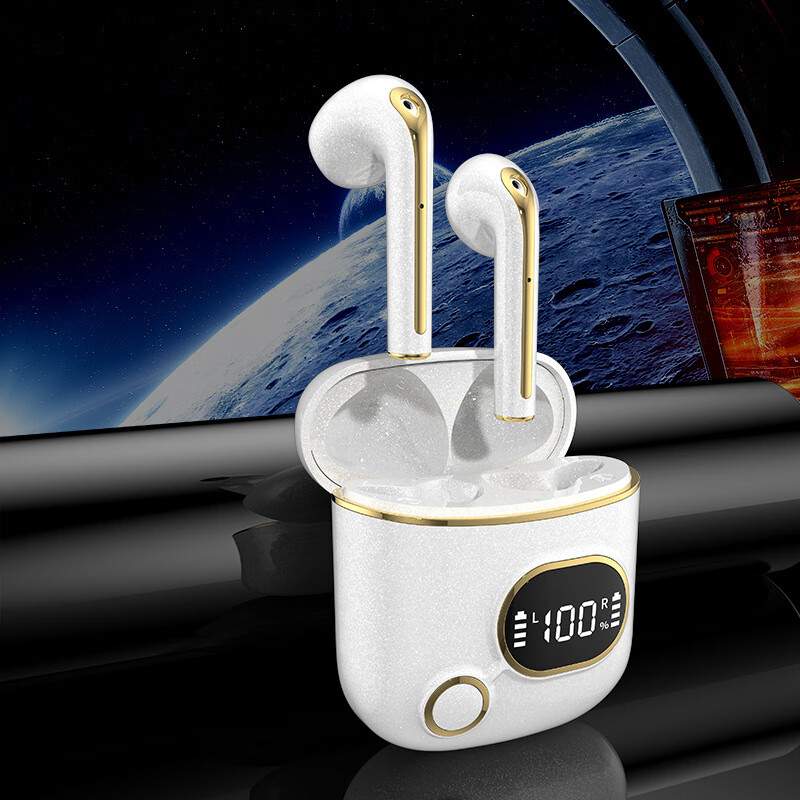 2蓝牙耳机听歌听音乐通话无线耳机适用于华为p50e 白色半入耳式长款