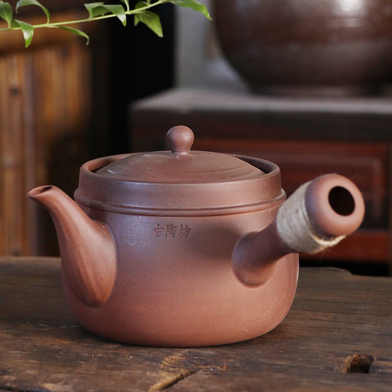 古陶坊大号老白茶普洱煮茶壶明火碳炉电陶炉老岩泥养生侧把烧水壶 中号煮茶壶（长嘴） 1000ml