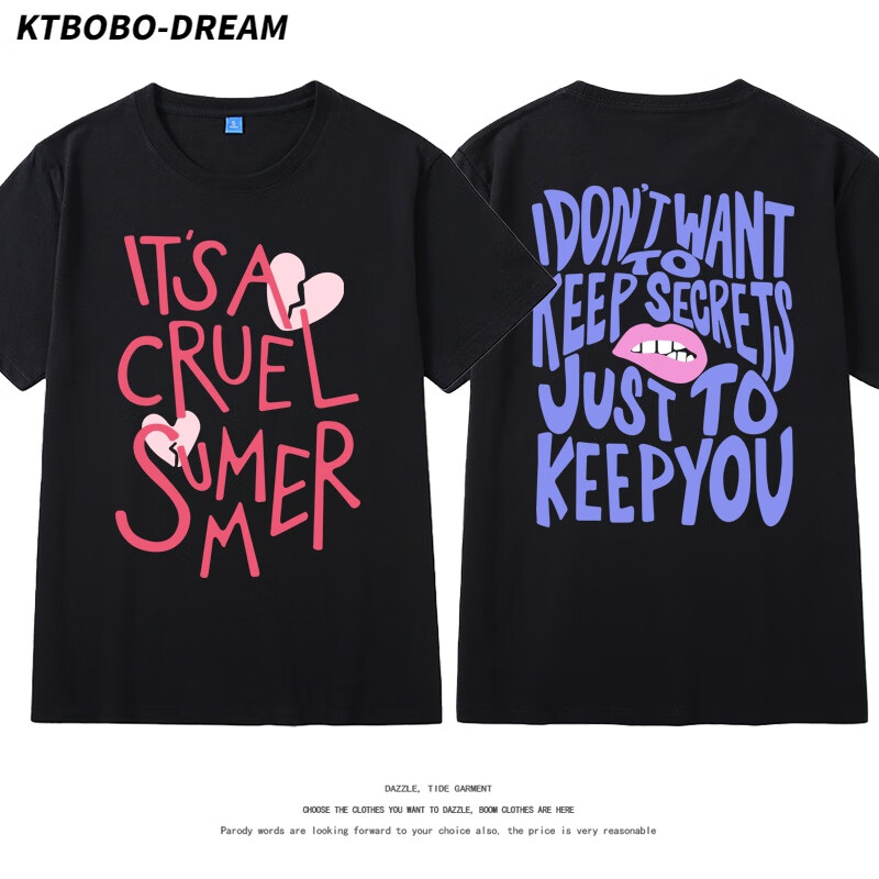 同款短袖t恤男女霉霉taylorswift演唱会周边上衣服 黑色-正反面 s