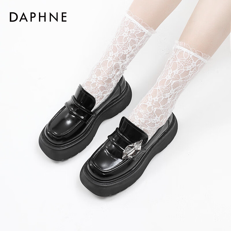 达芙妮【方糖系列】达芙妮月桂叶乐福鞋女鞋新款英伦风小皮鞋单鞋女QJ1 月桂叶 38