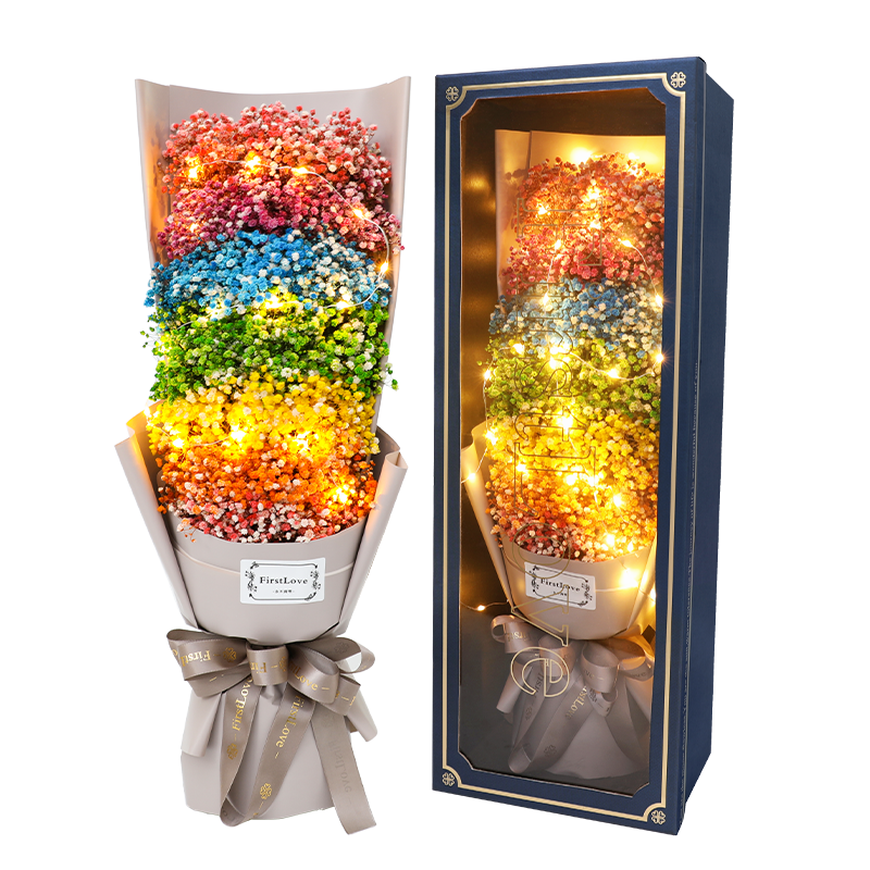 永生花——彩虹满天星干花礼盒，缤纷色彩带来的温馨感动|永生花网购最低价查询