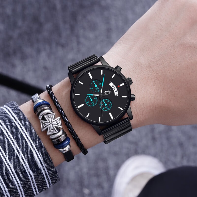 mno梦梭品牌手表男学生机械风创意高中生石英表考试专用男士国表 m023