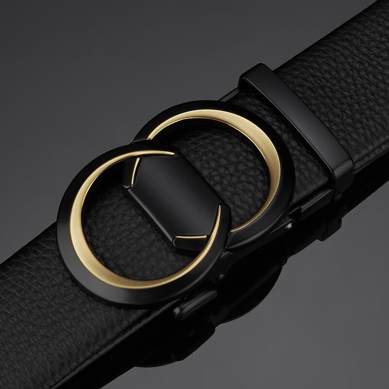 kuqidaishu袋鼠酷奇皮带男士真皮年轻自动扣商务牛皮经典双g裤腰带