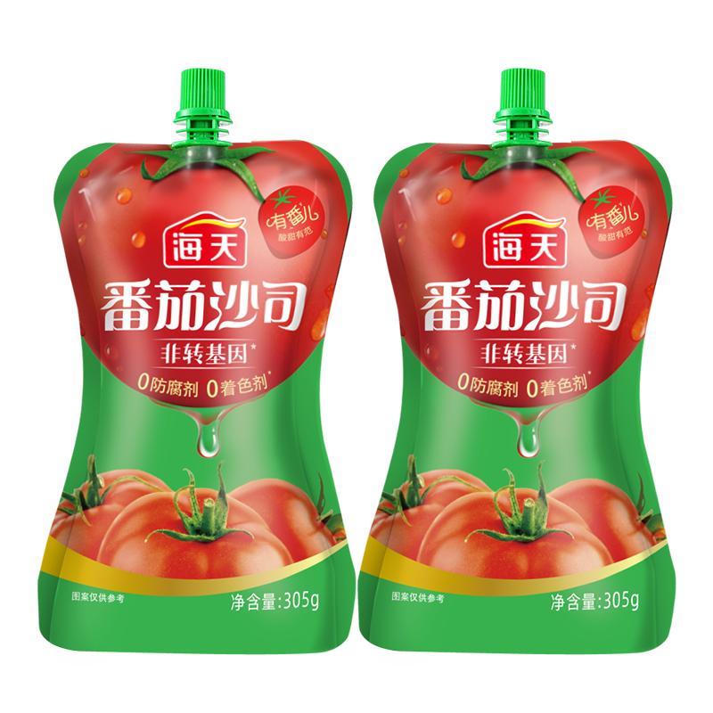 海天番茄醬 番茄沙司305g 果蔬沙司蘸披薩漢堡薯條拌面下飯調味料 番茄沙司305g*2袋
