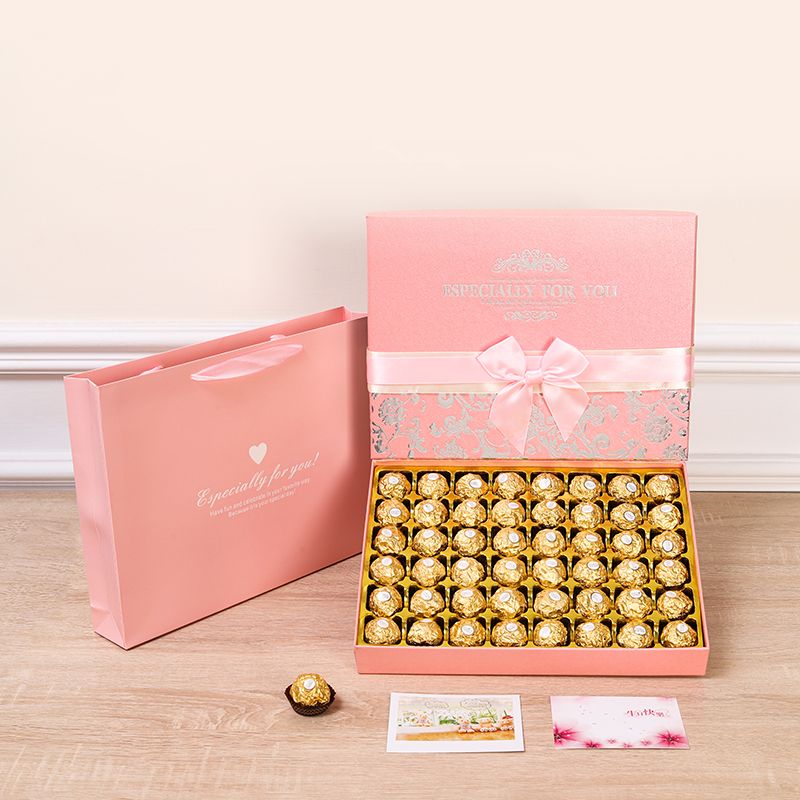 巧克力创意礼盒装48粒高档七夕情人节教师节礼物送女友礼物闺蜜 粉色