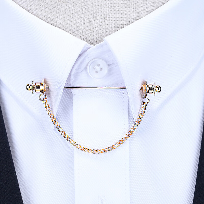 梦逸韩版男士英伦衬衫领扣针领带棒法式衬衣别针饰品流苏配饰领针