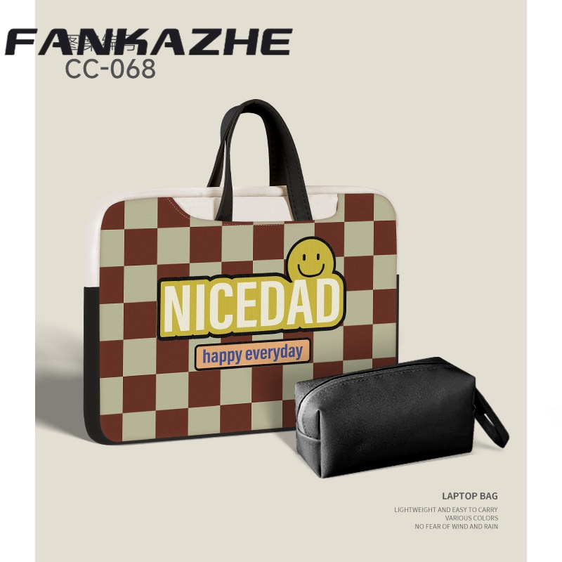 梵卡哲（FANKAZHE）美式复古笔记本电脑包13.3英寸女手提包适用于苹果macbookPro CC-068【升级配色电脑包+收纳包】 14寸