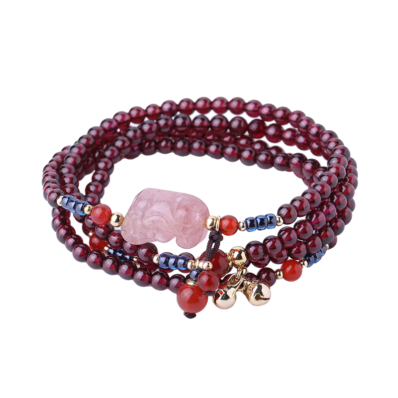 凤凰涅磐石榴石手链女草莓晶貔貅手串红玛瑙转运珠首饰品生日礼物送女朋友 启音【手链】石榴石