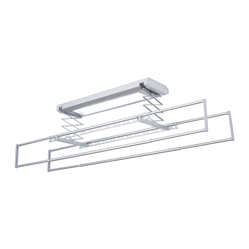 戀晴超薄電動(dòng)晾衣架隱形自動(dòng)升降陽(yáng)臺(tái)照明遙控嵌入隱藏式智能晾曬衣機(jī) 語(yǔ)音款9312B-S 雅士白伸縮桿