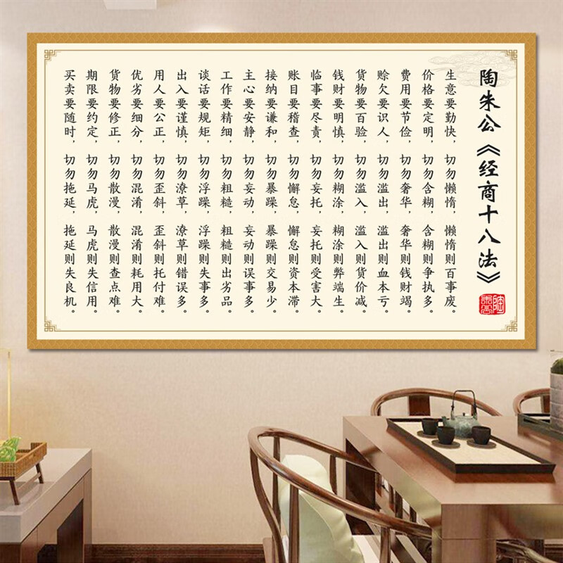 勋狸粑陶朱公商训范蠡陶朱公经商十八法墙贴挂画生意经商训贴纸学习