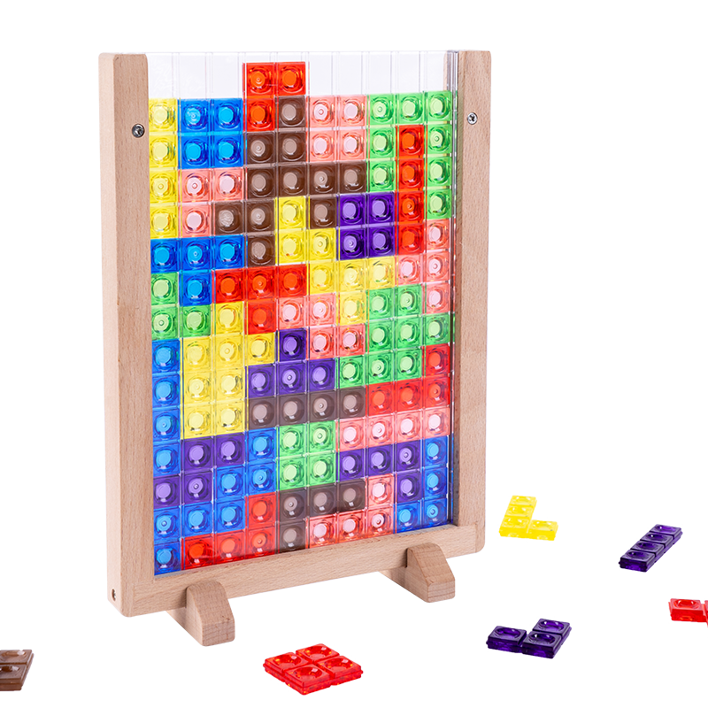 西下 俄罗斯方块3d立体积木拼图儿童益智玩具拼装互动七巧板桌面游戏手工木质男孩女孩宝宝六一节日礼物3-9岁