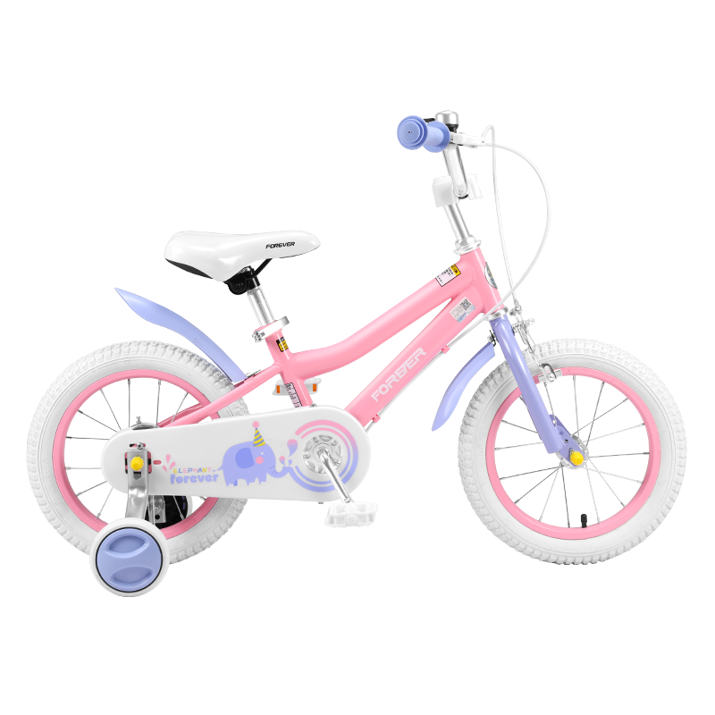 （FOREVER）儿童自行车男女孩童车自行车小孩车带辅助轮脚踏车16寸粉色