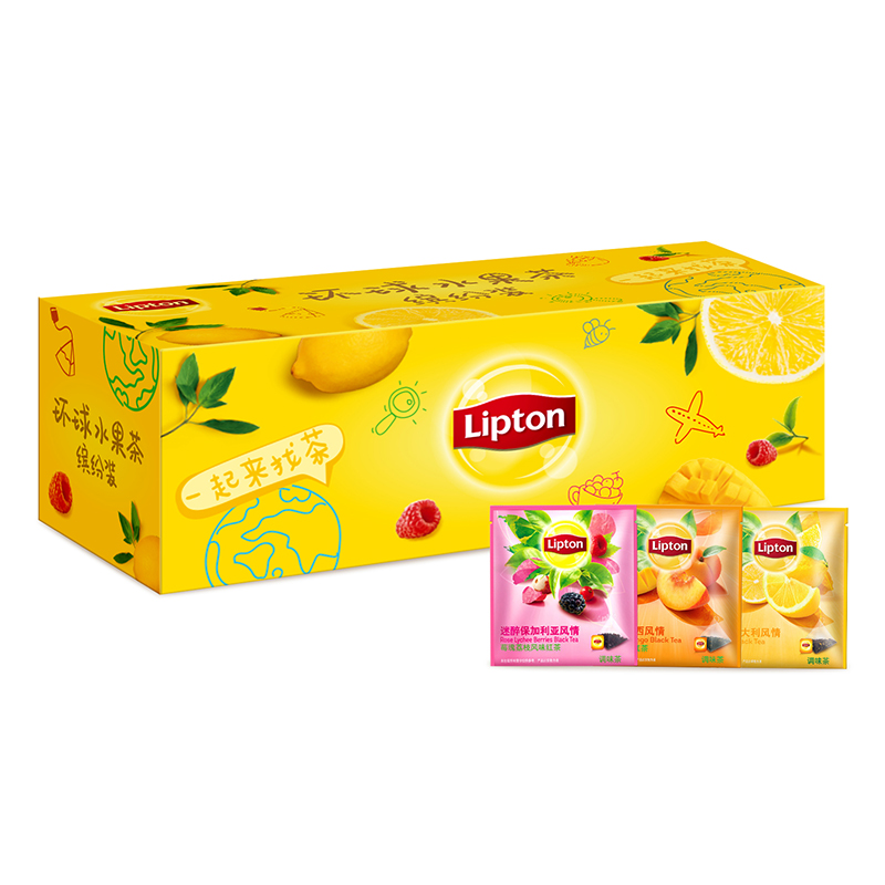 立顿Lipton 茶叶 环球水果茶缤纷装 3种口味 独立袋泡茶包办公室下午茶 30包56g