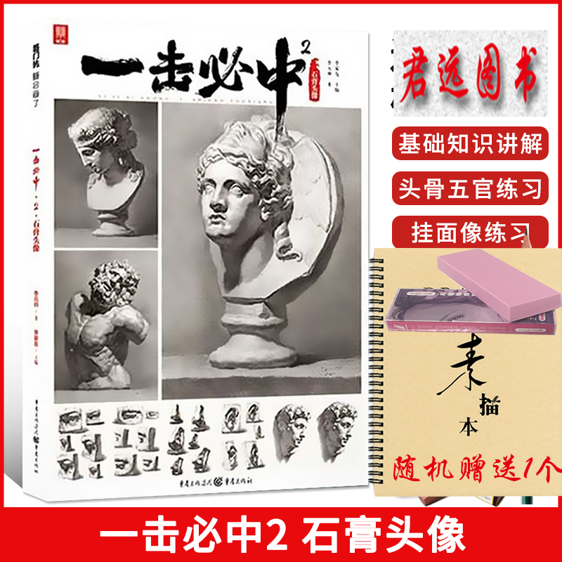 一击必中2石膏头像 2022敲门砖李元帅素描基础头骨五官挂面像结构大