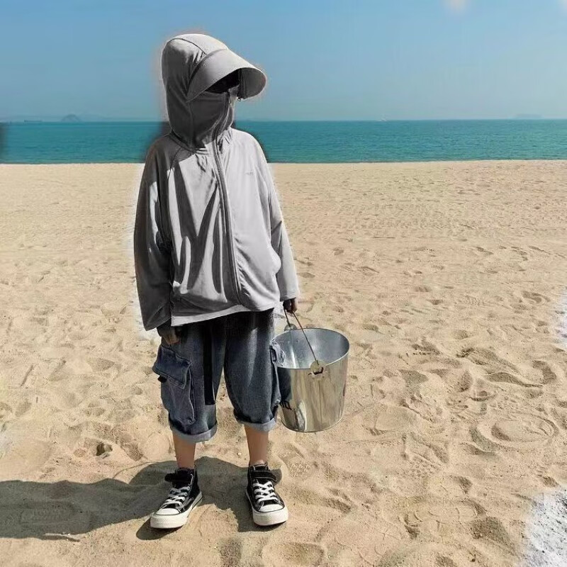 蕉下（beneunder）男童冰丝防晒衣夏季薄款中大童防紫外线外套轻薄透气夏装防晒服潮 灰色（现货） 130怎么样,好用不?
