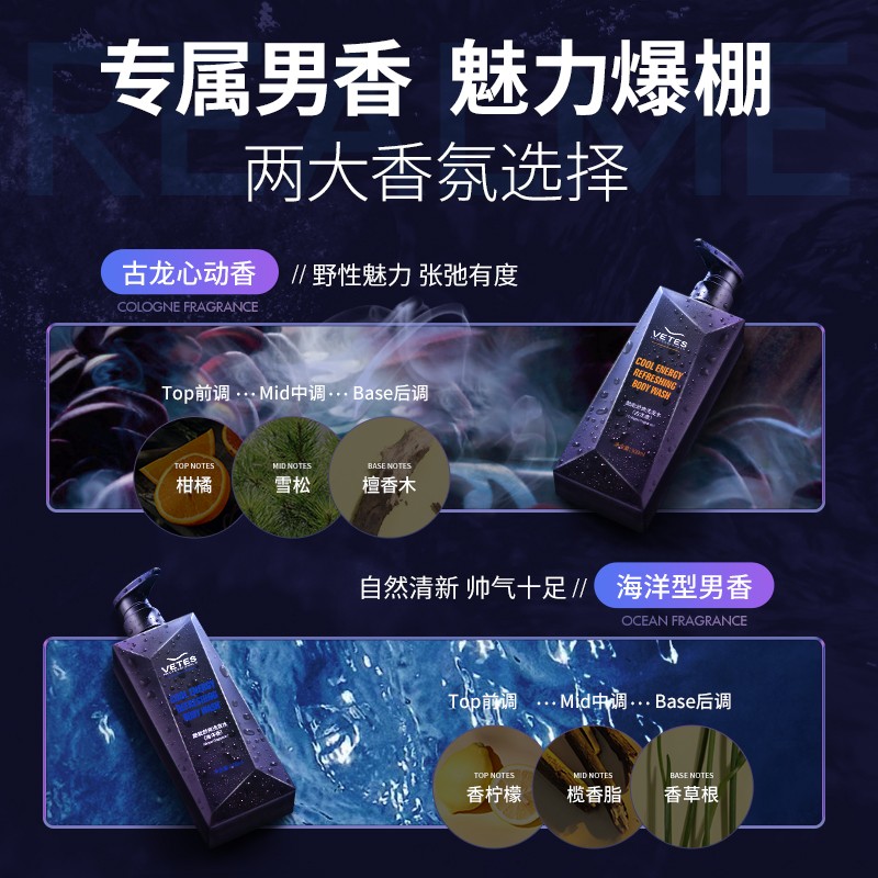 维特丝洗发水男士控油去屑止痒蓬松无硅油洗发露洗头膏洗发水沐浴露套装 【持证除螨】古龙香氛洗发水500g