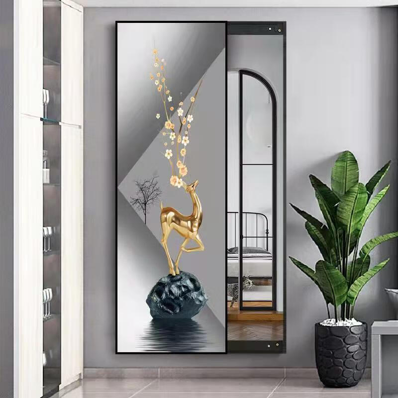 尤亚 镜子 全身穿衣镜 隐藏式壁挂镜贴墙装饰镜推拉客厅大镜子卧室