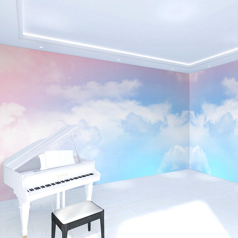 墨岩唯美梦幻天空舞蹈室壁纸音乐钢琴艺术墙纸芭蕾舞教室背景墙装修