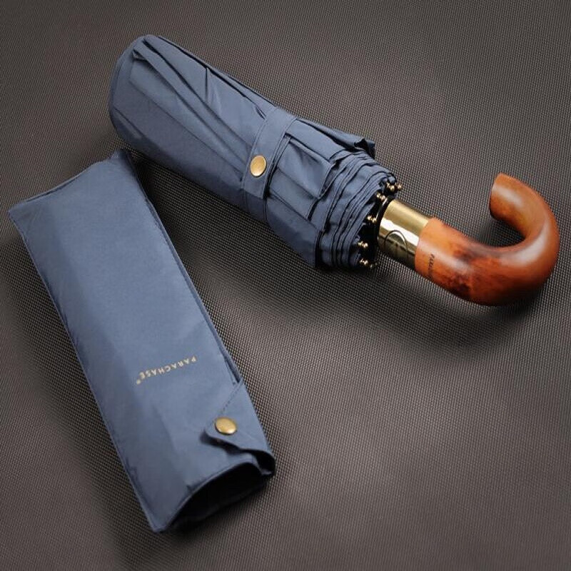 parachase男士高端商务大号日系折叠复古抗风晴雨伞雨伞太阳伞弯柄