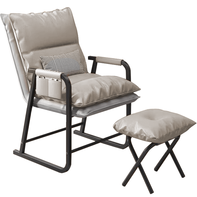 初學(xué)者 電腦椅懶人沙發(fā)椅家用辦公椅子可躺靠背午休椅沙發(fā)椅電競游戲椅 米白雙層加厚+扶手帶+抱枕+擱腳